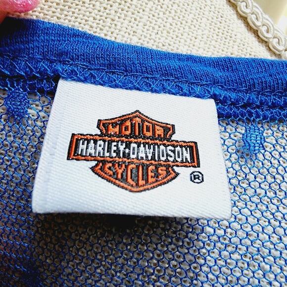 HARLEY DAVIDSON LACE BACK BLUE TEE SIZE LARGE - Picture 7 of 7
